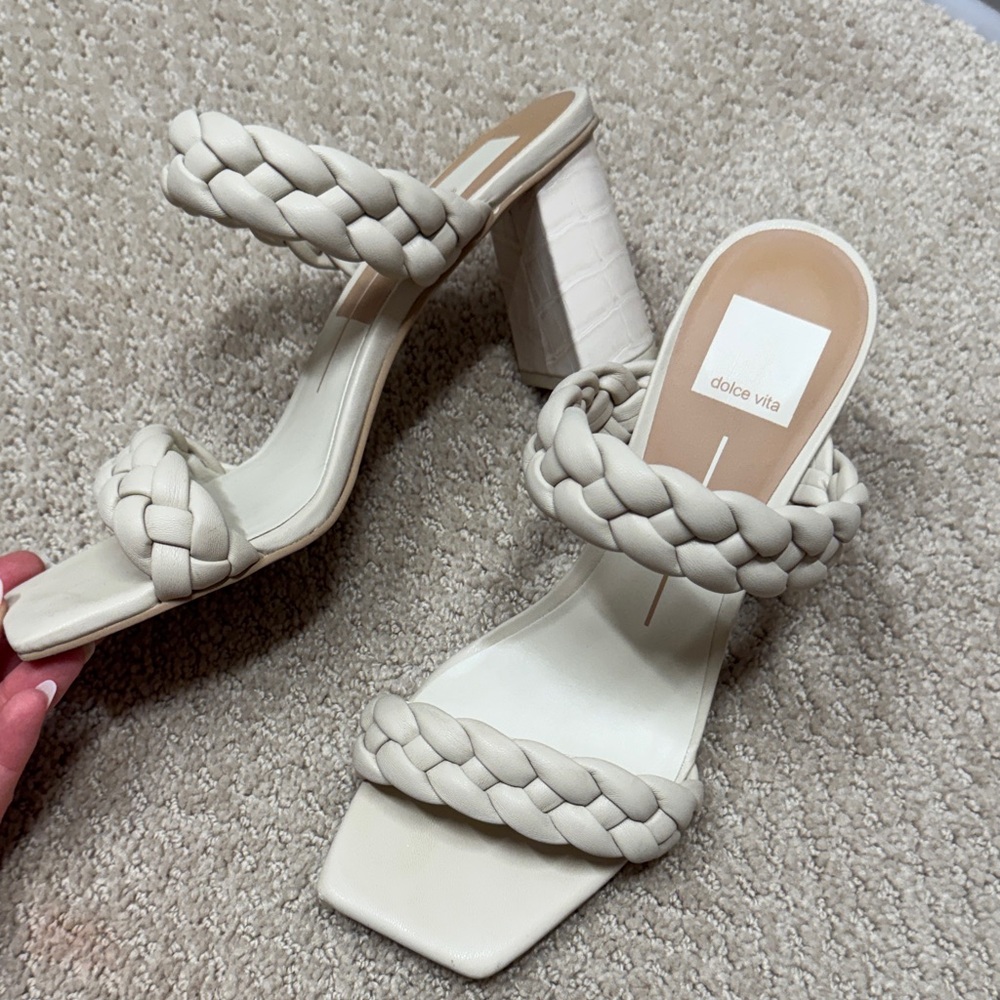 Dolce Vita Braided Block Heel- off white